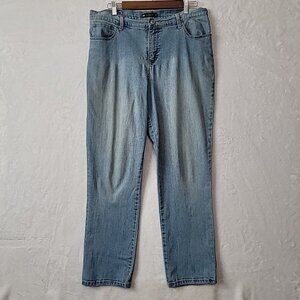 Lee 1889 Classic Fit Women Straight Leg Stretch Blue Jeans Sz 18 Work Pants Read